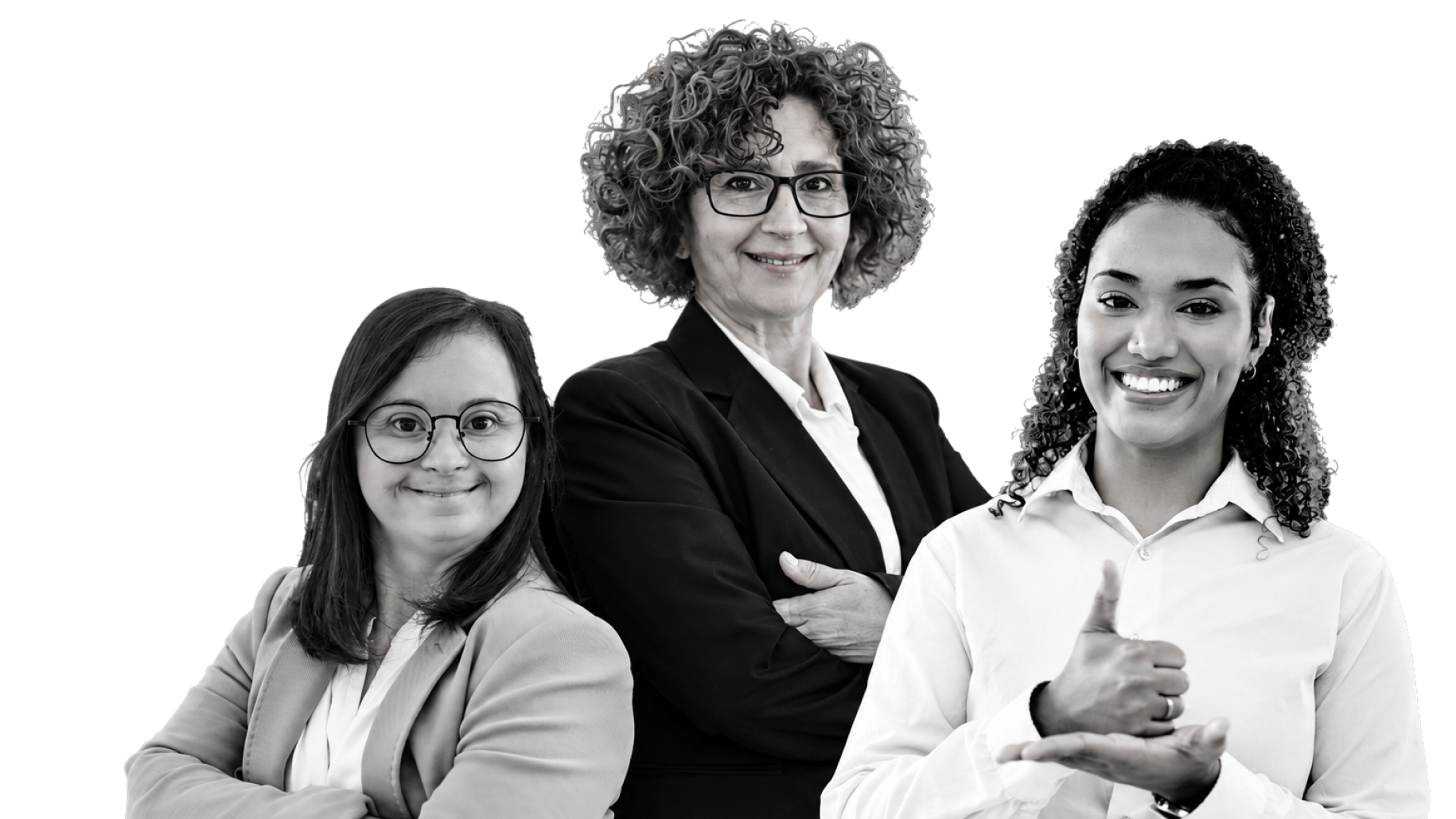 Three professionals representing an inclusive workforce